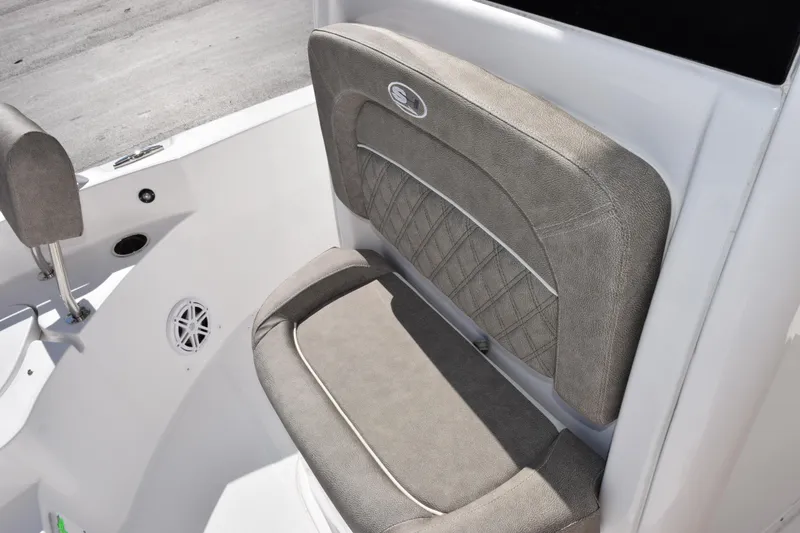 Slide: The Image of 2026 Sea Hunt BX 25 FS boat seat with gray upholstery and diamond stitching. - 16