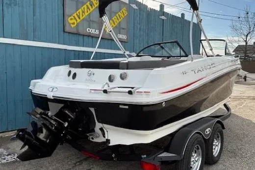 Slide: The Image of 2019 Tahoe 500 TS boat on trailer at Sizzle Marine dealership. - 3