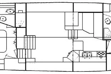 Slide: The Image of 1988 Camargue 48 CPMY yacht floor plan, showcasing interior layout and design. - 46