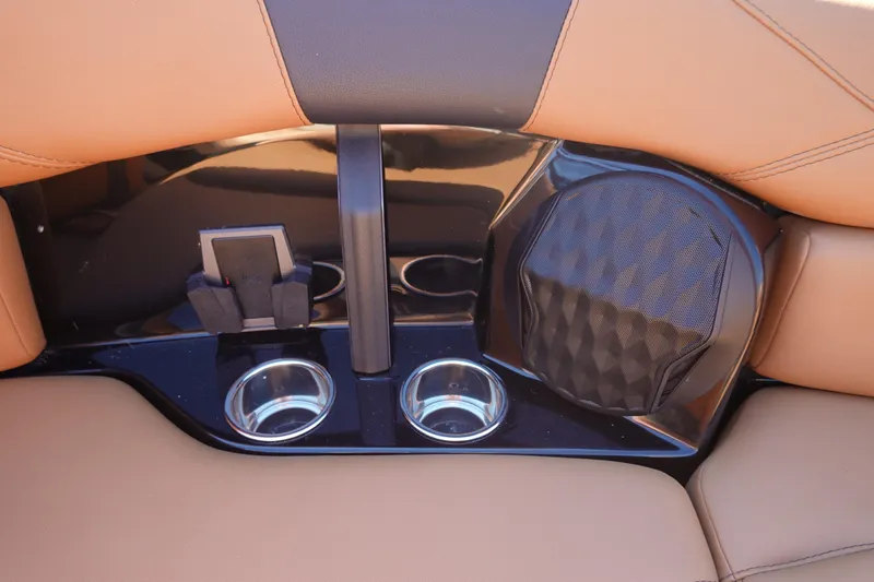 Slide: The Image of 2026 Malibu Wakesetter 23 LSV interior with cup holders and speaker. - 39