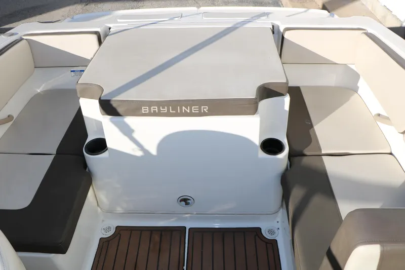 Slide: The Image of 2009 Bayliner VR4 Bowrider I/O interior with cushioned seating and cup holders. - 24