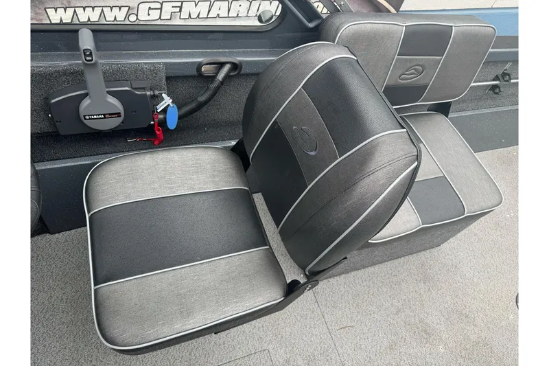 Slide: The Image of Interior of 2022 Duckworth 18 Advantage Sport boat with Yamaha controls and cushioned seats. - 15