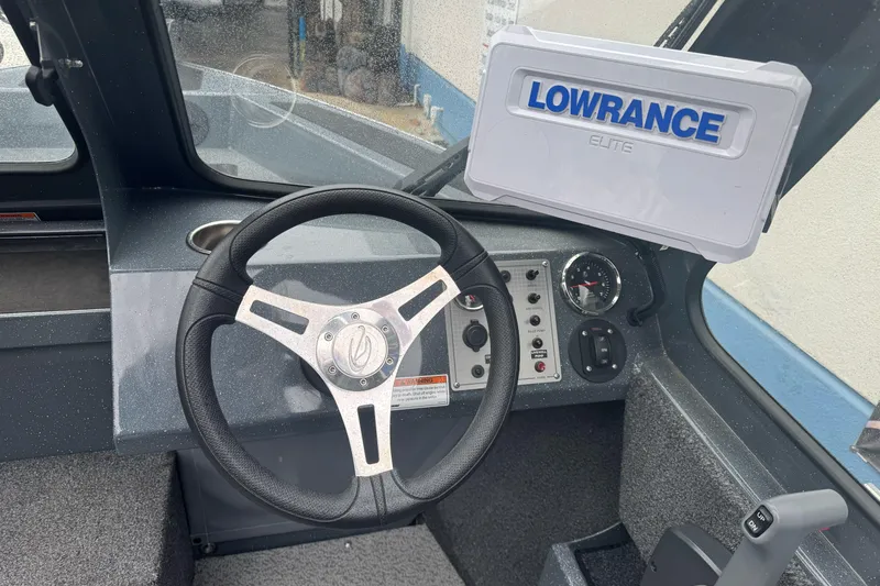 Slide: The Image of 2022 Duckworth 18 Advantage Sport boat dashboard with Lowrance Elite system. - 18