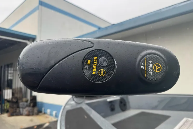 Slide: The Image of Close-up of a 2022 Duckworth 18 Advantage Sport boat's Ulterra i-Pilot trolling motor. - 5