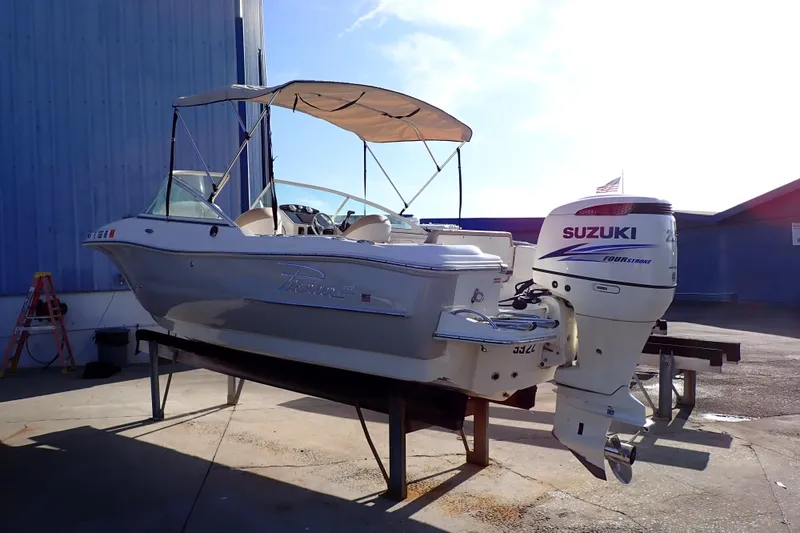 Slide: The Image of 2015 Pioneer 222 Venture boat with Suzuki outboard motor on display. - 3