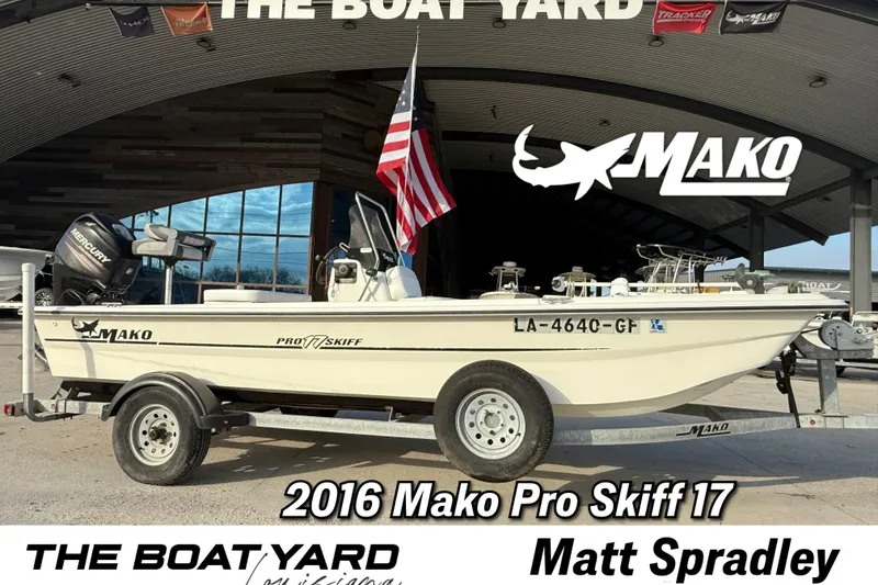 The Image of 2016 Mako Pro Skiff 17 CC boat on trailer at The Boat Yard dealership. - 1