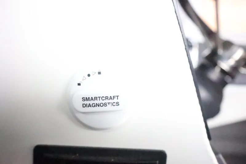 Slide: The Image of 2026 Thunder Jet 28 Pilot SmartCraft diagnostics button on dashboard. - 27