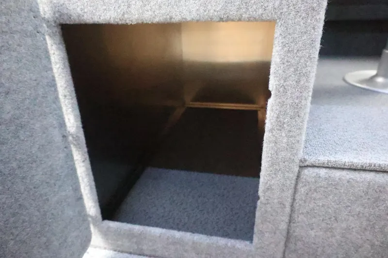 Slide: The Image of Interior compartment of 2026 Thunder Jet 28 Pilot boat, featuring carpeted finish. - 48