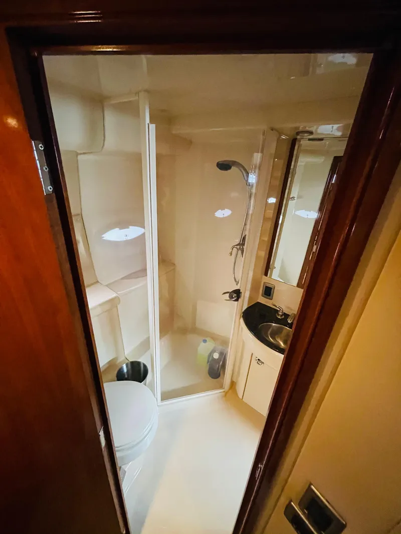 Slide: The Image of Bathroom of 2006 Meridian 408 Motoryacht with shower and sink. - 11