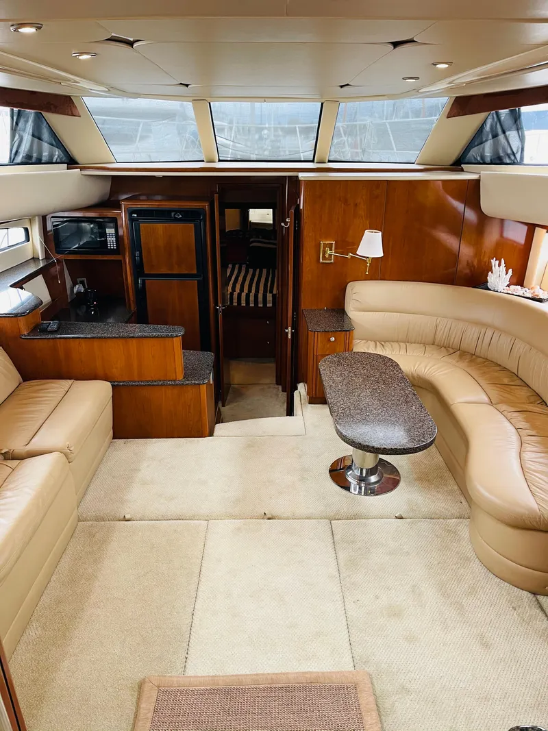 Slide: The Image of Interior of 2006 Meridian 408 Motoryacht with elegant leather seating. - 19
