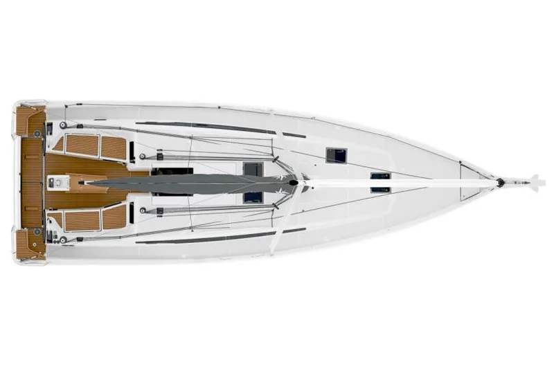 Slide: The Image of Manufacturer Provided Image: Top view of 2025 Jeanneau Sun Odyssey 415 sailboat, showcasing deck layout and design. - 8