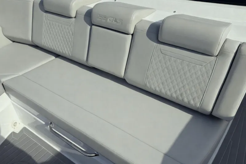 Slide: The Image of 2024 Cruisers Yachts 38 GLS OB luxury seating with quilted upholstery. - 62