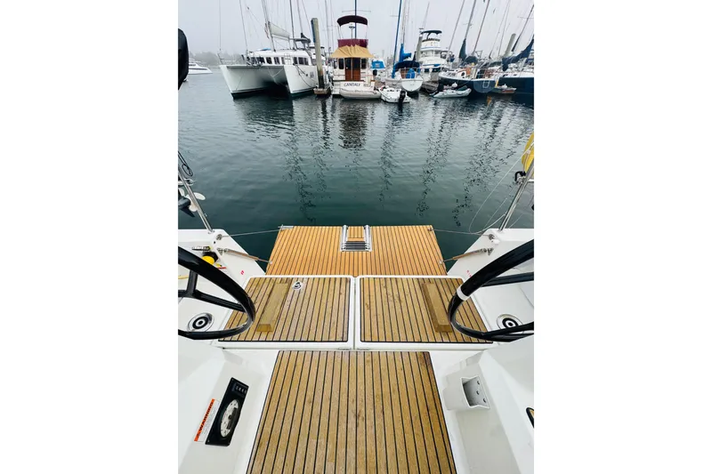 Slide: The Image of Raymarine navigation displays on Jeanneau Sun Odyssey 349, 2024 model, showing depth and speed. - 25