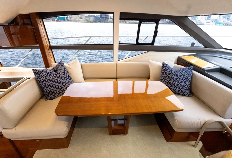 Slide: The Image of Interior of 2018 Princess F49 yacht with elegant seating area. - 9