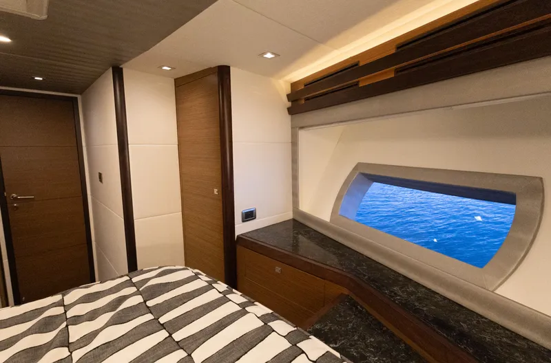 Slide: The Image of Luxurious cabin of 2017 Ocean Alexander Evolution with ocean view. - 24