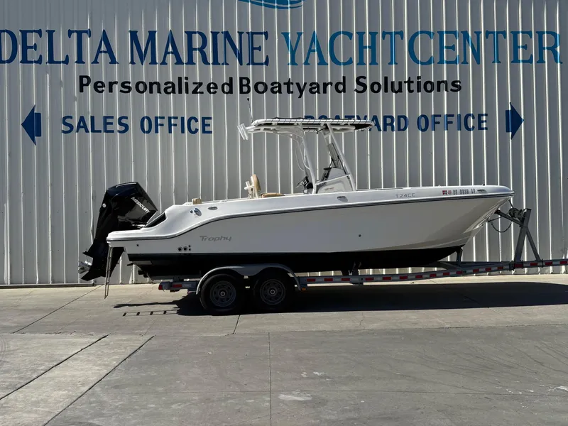 The Image of 2023 Bayliner Trophy T24CC boat on trailer at Delta Marine Yacht Center. - 0
