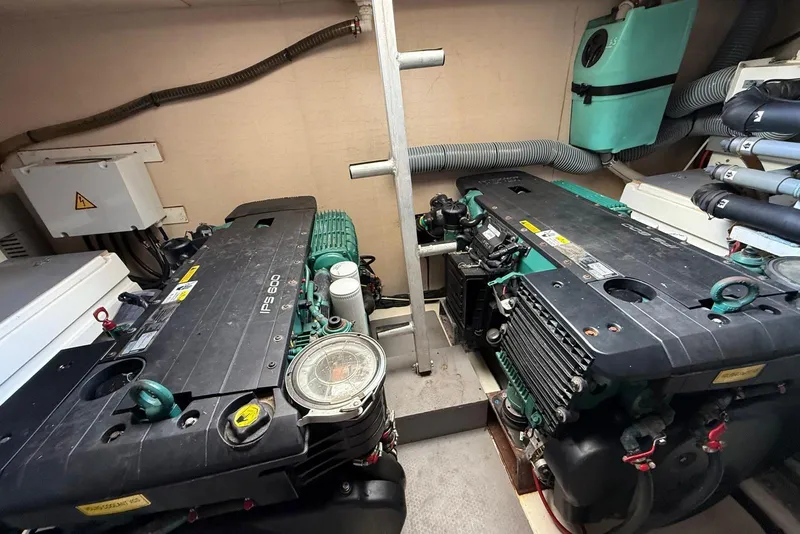 Slide: The Image of Engine room of 2013 Prestige 50 Flybridge yacht with dual IPS 600 engines. - 9
