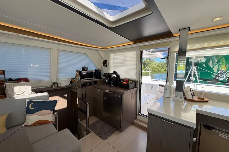 Slide: The Image of Luxurious interior of 2024 Leopard 45 yacht with modern kitchen and seating area. - 50