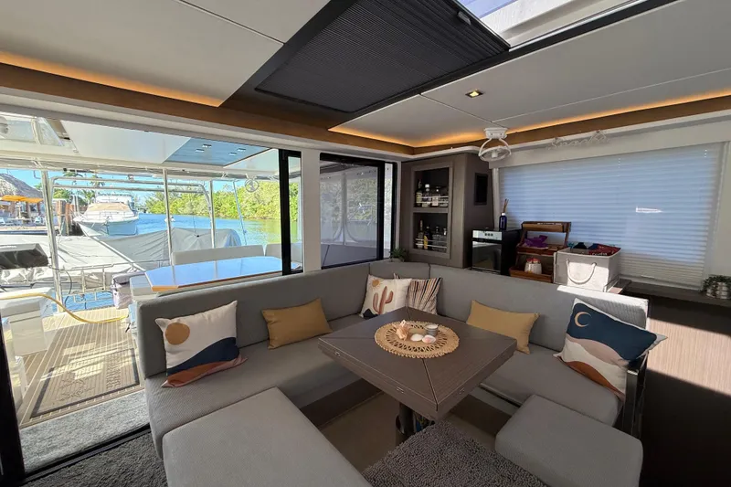 Slide: The Image of Luxurious interior of 2024 Leopard 45 yacht with modern seating and decor. - 53
