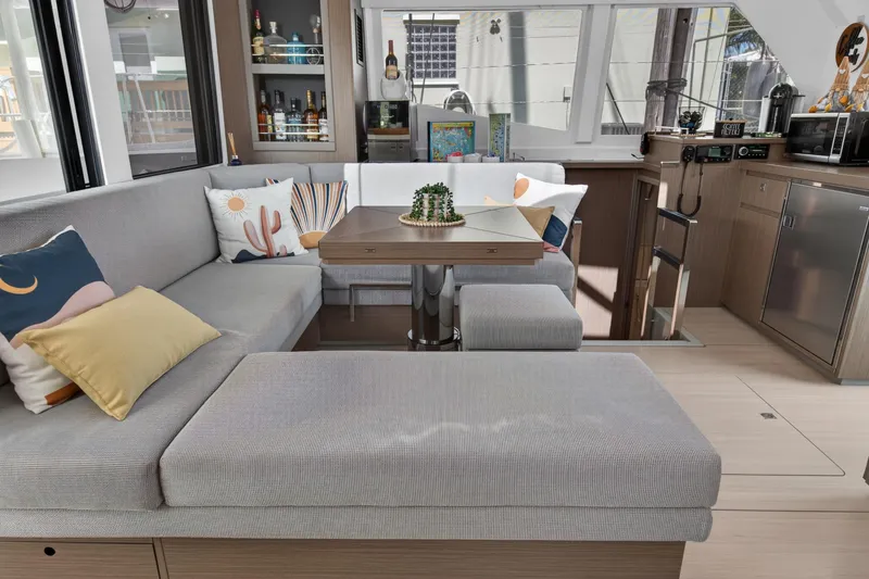 Slide: The Image of Luxurious interior of 2024 Leopard 45 yacht with modern seating and decor. - 62