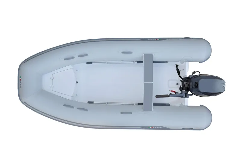 Slide: The Image of Manufacturer Provided Image: 2022 AB Inflatables Navigo 12 VS inflatable boat, top view with outboard motor. - 14