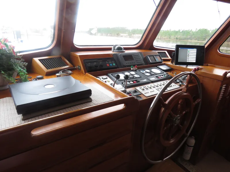 Slide: The Image of 1987 DeFever 49 Pilothouse helm station. - 21