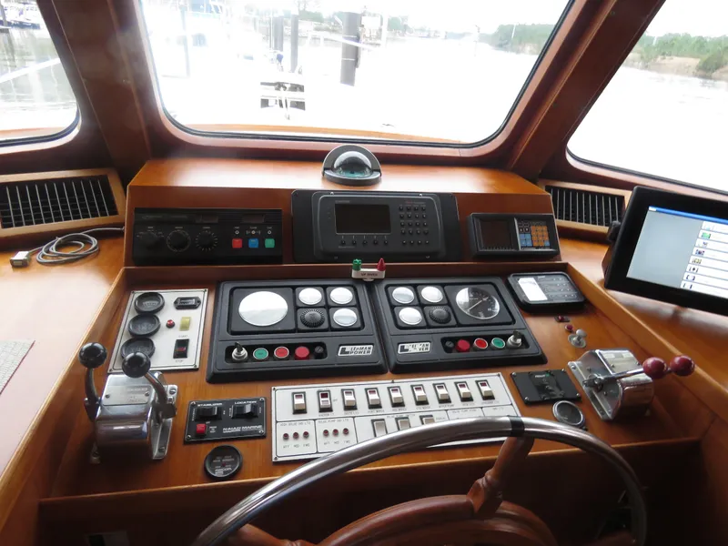 Slide: The Image of 1987 DeFever 49 Pilothouse helm station. - 22