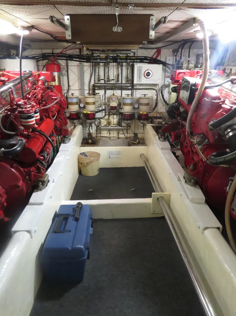 Slide: The Image of Engine room of 1987 DeFever 49 Pilothouse yacht. - 40