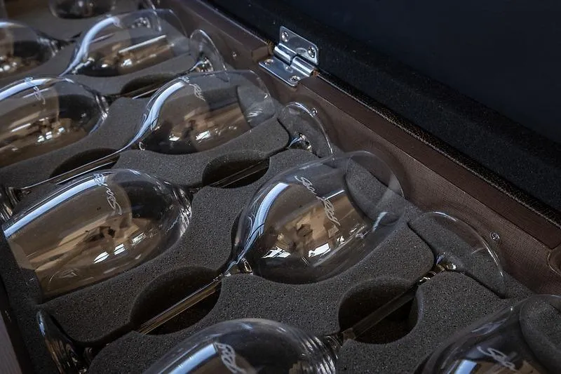 Slide: The Image of Wine glasses in foam packaging aboard 2016 Sea Ray 510 Fly yacht. - 12