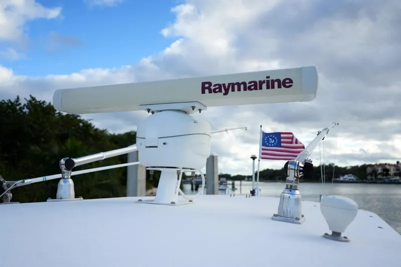 Slide: The Image of Radar system on 2008 Buddy Davis 28 Center Console boat with American flag. - 11