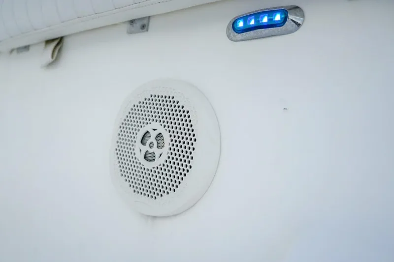 Slide: The Image of Speaker and blue LED light on 2008 Buddy Davis 28 Center Console boat. - 12