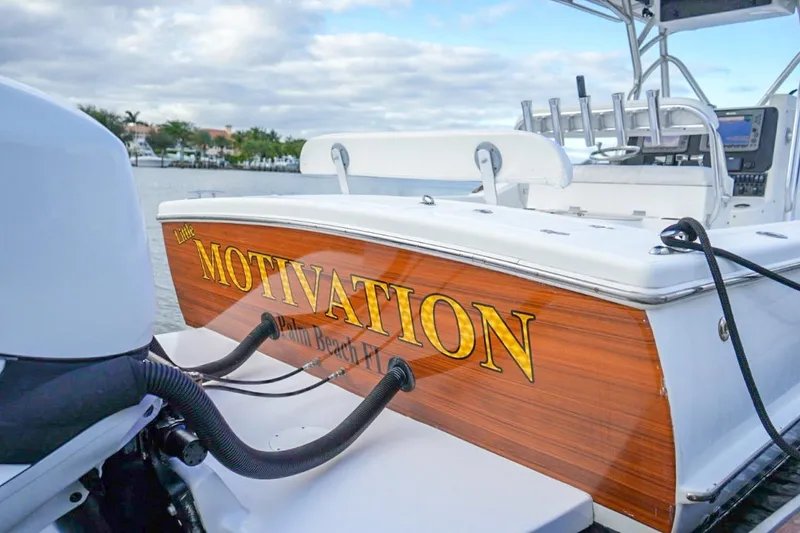 Slide: The Image of 2008 Buddy Davis 28 Center Console boat named "Little Motivation" docked in Palm Beach, FL. - 6