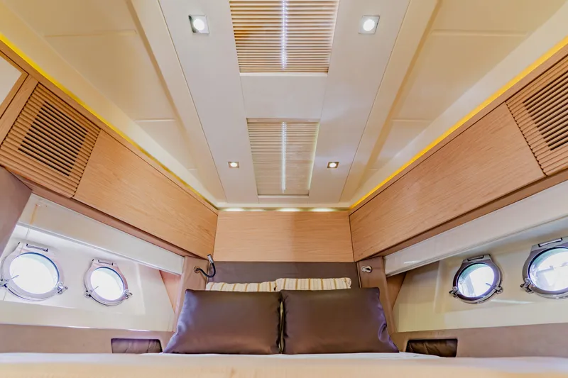 Slide: The Image of Luxurious interior of 2015 Monte Carlo MC5 yacht cabin with modern design elements. - 47