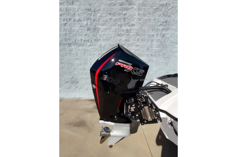 Slide: The Image of 2026 Vexus VXs21 boat with Mercury Pro XS outboard motor, side view. - 3