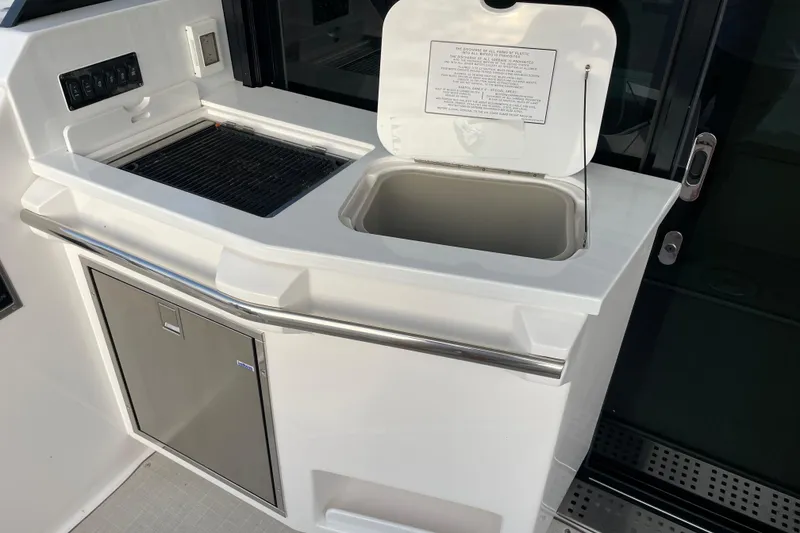 Slide: The Image of Dashboard of 2022 Regal 38 Grande Coupe showing engine metrics and temperature. - 31