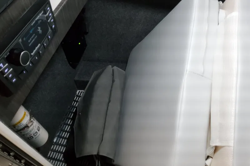 Slide: The Image of 2026 Formula 310 Bowrider OB interior with audio system and seating. - 43