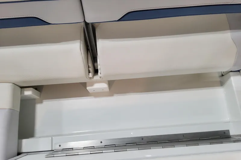 Slide: The Image of 2026 Formula 310 Bowrider OB interior seating detail with white upholstery. - 77