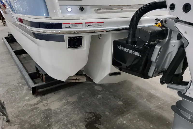 Slide: The Image of 2026 Formula 310 Bowrider OB boat with Armstrong bracket, rear view on trailer. - 8