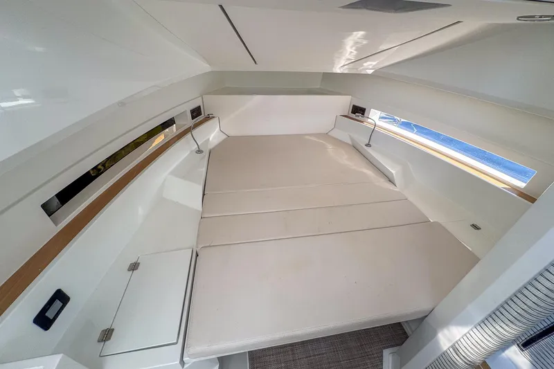Slide: The Image of 2026 De Antonio Yachts D32 interior cabin with modern design and comfortable seating. - 27