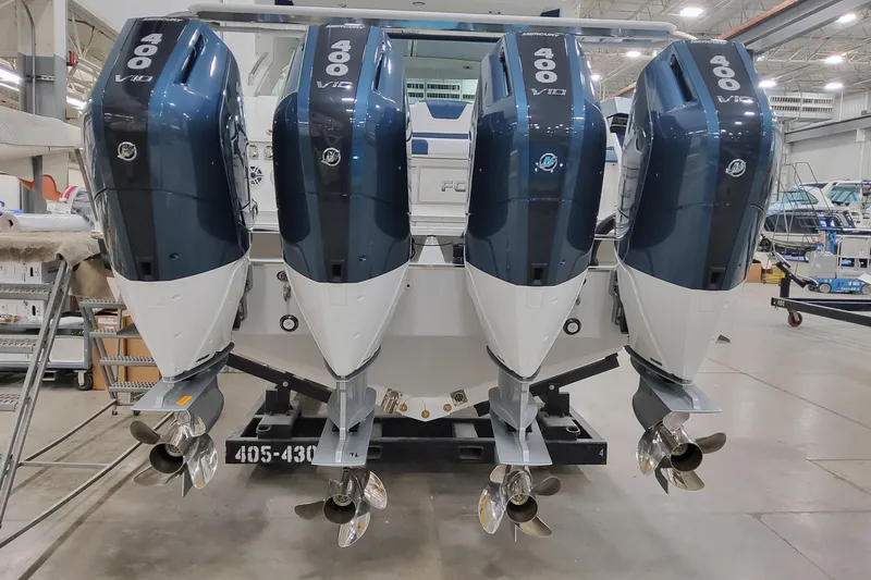 Slide: The Image of Four Mercury 400 V10 engines on a 2026 Formula 400 Super Sport Crossover boat. - 10