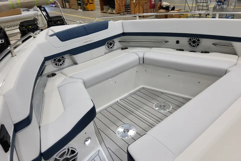 Slide: The Image of 2026 Formula 400 Super Sport Crossover boat interior with sleek seating and modern design. - 30