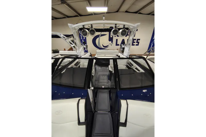 Slide: The Image of 2026 Cobalt R6 Surf boat interior with sleek design and advanced features. - 16