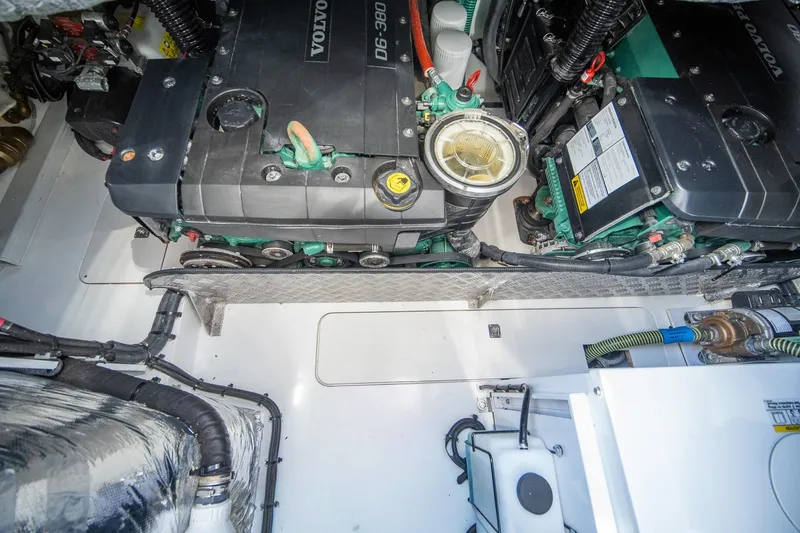 Slide: The Image of Engine room of a 2021 Princess V40 yacht with Volvo Penta engines. - 39