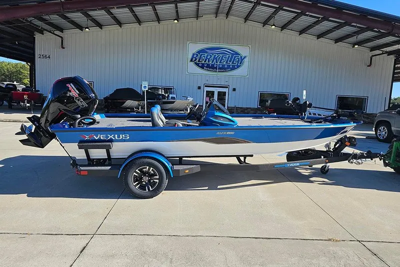 The Image of 2026 Vexus AVX1880 boat on trailer at Berkeley Outdoors dealership. - 1
