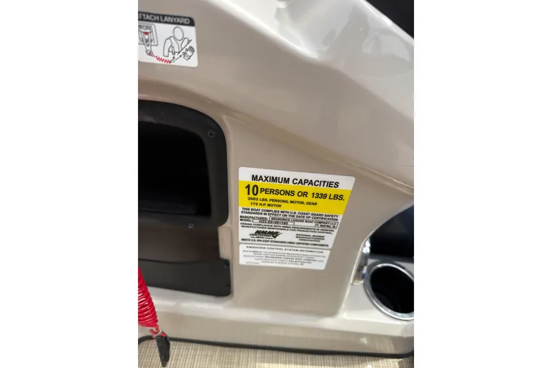 Slide: The Image of 2025 Harris Cruiser 230 capacity label, maximum 10 persons or 1339 lbs. - 10