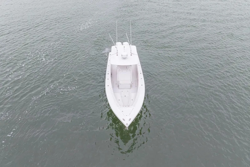 Slide: The Image of Aerial view of 2008 Jupiter 31 FS boat on open water. - 8