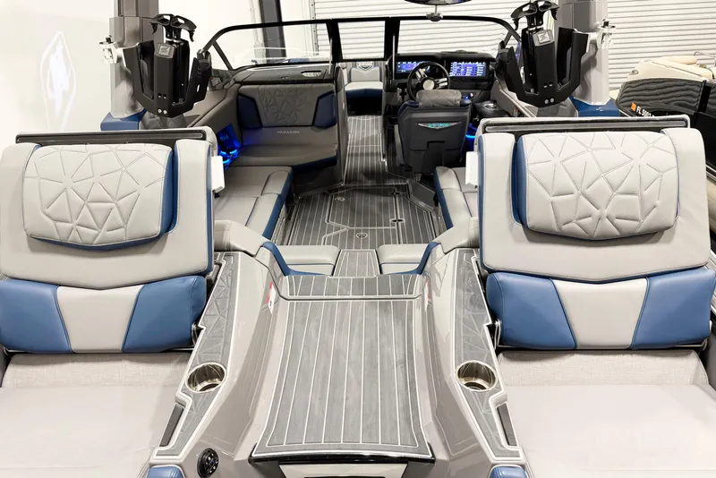 Slide: The Image of 2022 Nautique Super Air Nautique G23 Paragon interior with luxurious seating and modern design. - 9