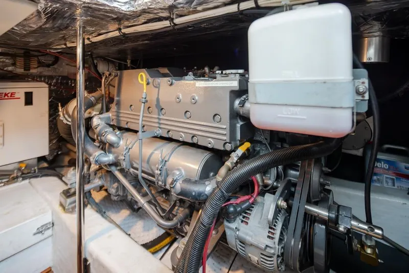 Slide: The Image of Engine room of 2007 Bruckmann BLUESTAR boat, showcasing detailed mechanical components. - 29