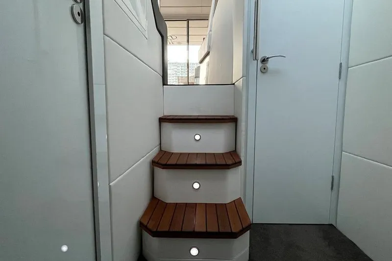 Slide: The Image of Luxury 2019 Schaefer 510 GT Pininfarina yacht stairs to salon. - 15