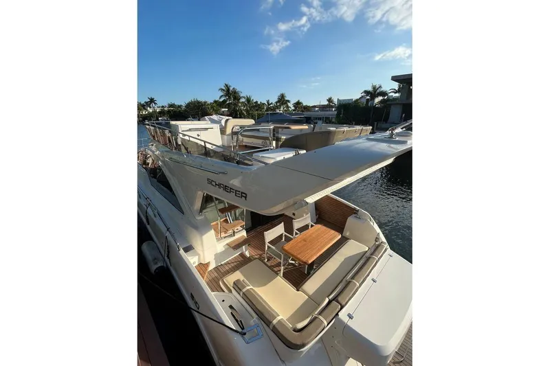 Slide: The Image of Luxury 2019 Schaefer 510 GT Pininfarina yacht portside cockpit overview. - 3